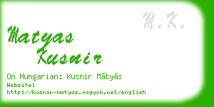 matyas kusnir business card
